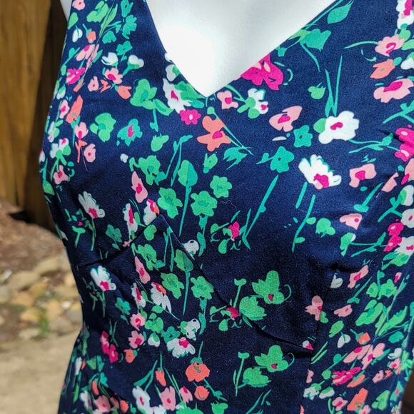 Nine West fit & flare double V neck sleeveless floral dress w-pockets size 6 - Picture 4 of 15